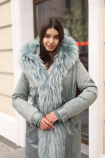 Зимняя парка Mila Nova П-96ех+енот бирюза — изображение 4