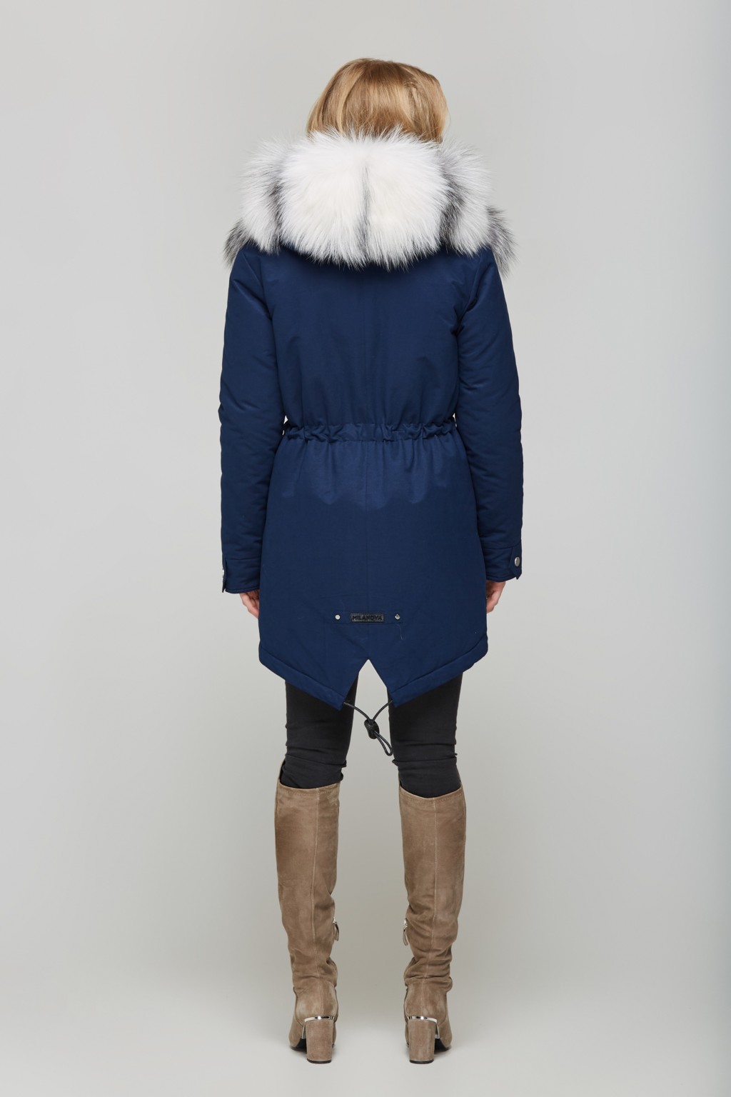 Зимняя парка Mila Nova П-27 Синяя+белый мех — изображение 4