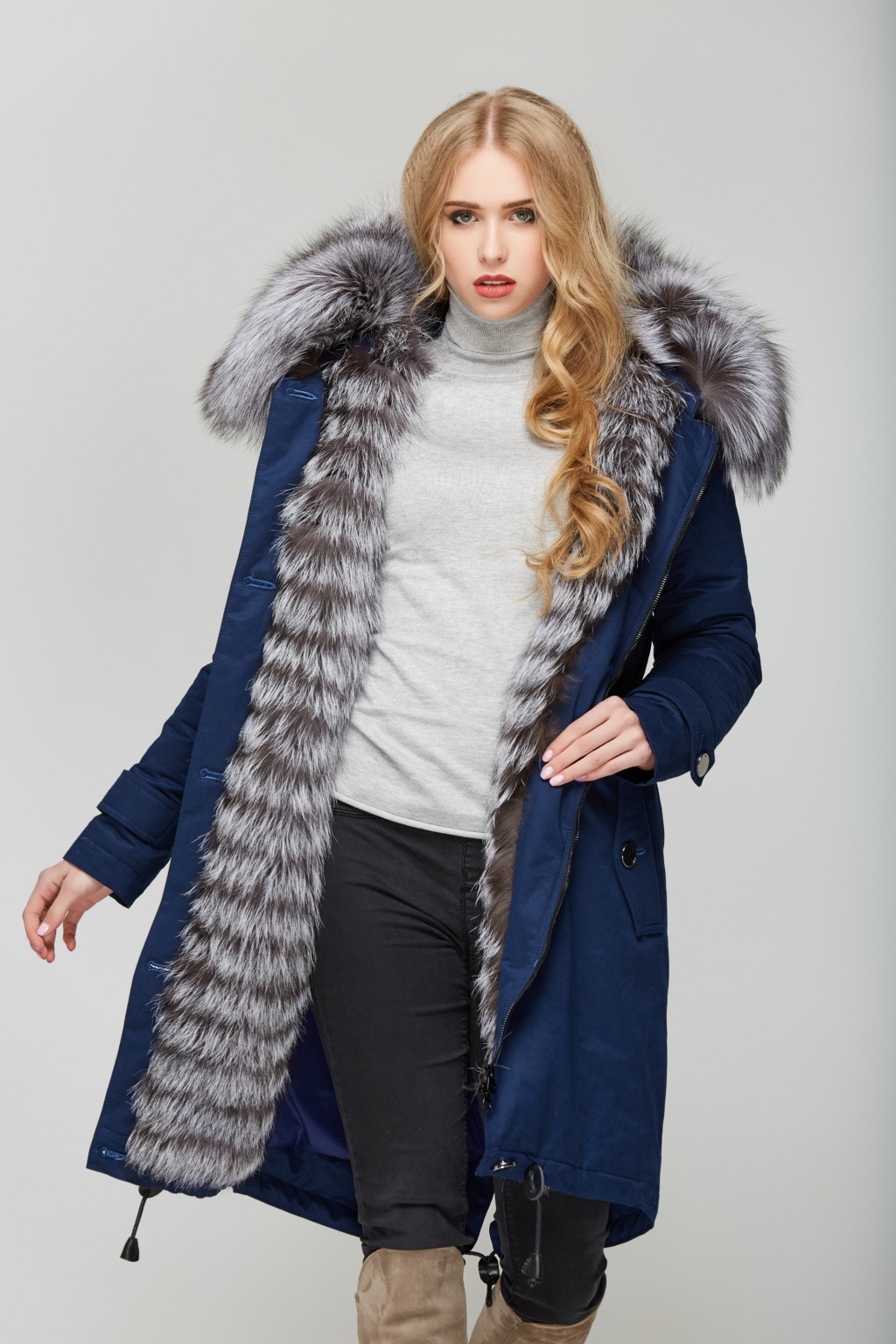 Зимняя парка Mila Nova П-21д синяя — изображение 4