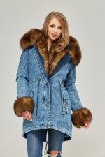 Зимняя джинсовая парка Mila Nova П-65 синий рыжий — изображение 5