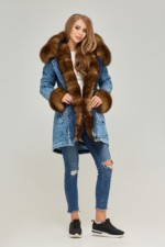 Зимняя джинсовая парка Mila Nova П-65 синий рыжий — изображение 4