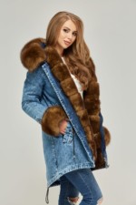 Зимняя джинсовая парка Mila Nova П-65 синий рыжий — изображение 2