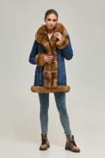 Зимняя джинсовая парка Mila Nova П-47 джинс + рыжий мех — изображение 2