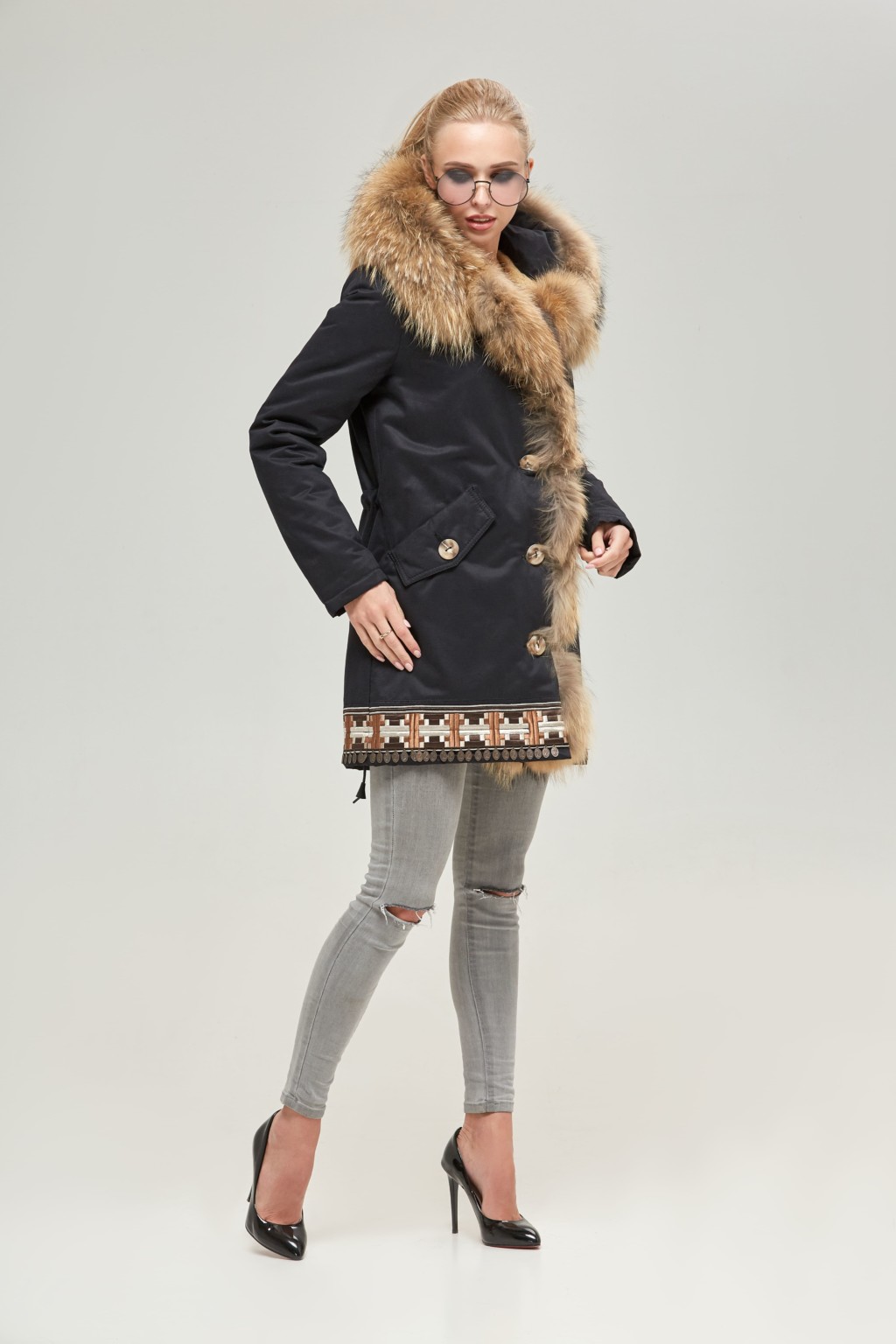 Зимняя джинсовая парка Mila Nova П-54 черный — изображение 3