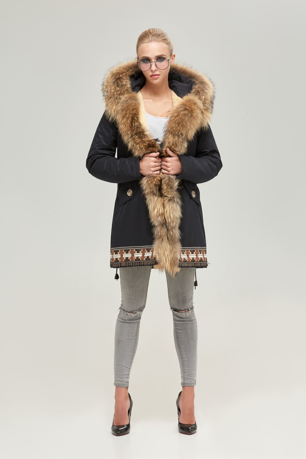 Зимняя джинсовая парка Mila Nova П-54 черный — изображение 4