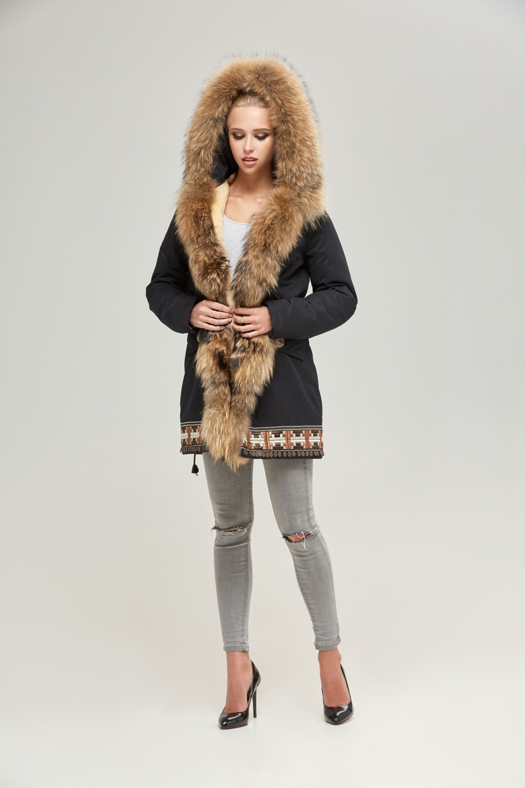 Зимняя джинсовая парка Mila Nova П-54 черный — изображение 2