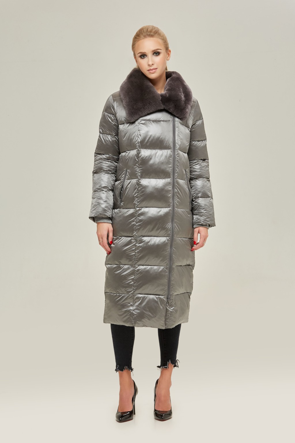 Зимний пуховик Mila Nova К-90 серый — изображение 2