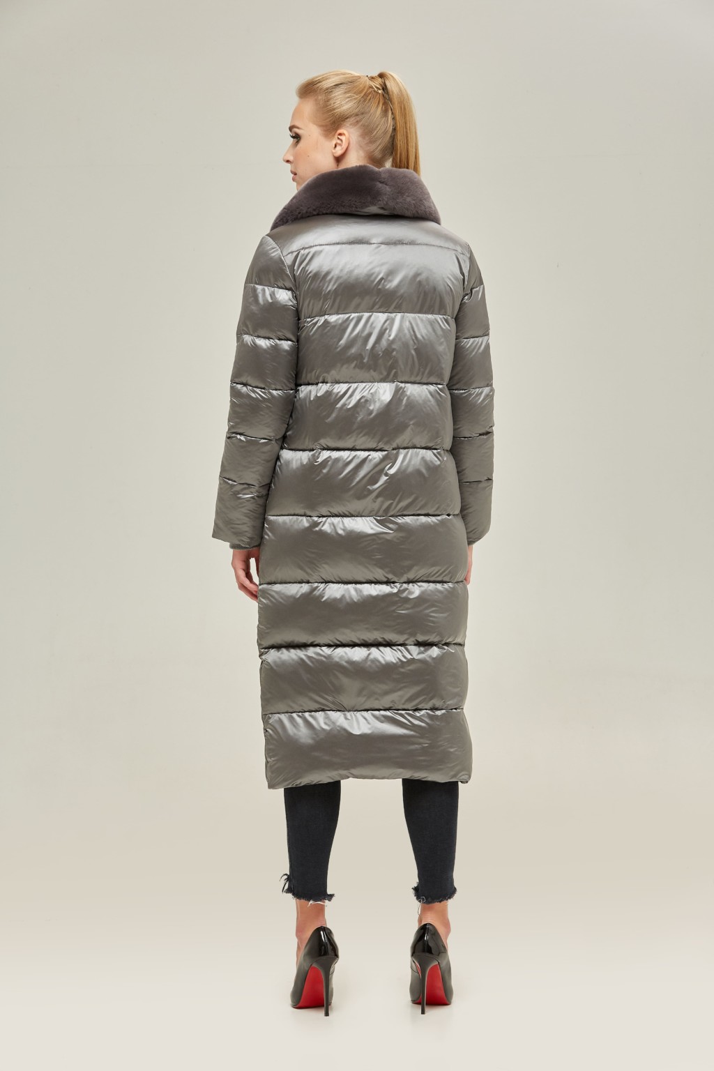 Зимний пуховик Mila Nova К-90 серый — изображение 3