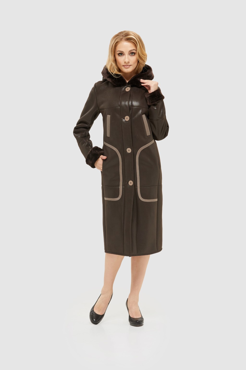Зимняя дубленка Mila Nova Д-147 Шоколад — изображение 2