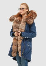 Зимняя джинсовая парка Mila Nova П-74стандарт синяя