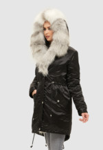 Зимняя парка Mila Nova П-88 черный+ белый мех — изображение 7