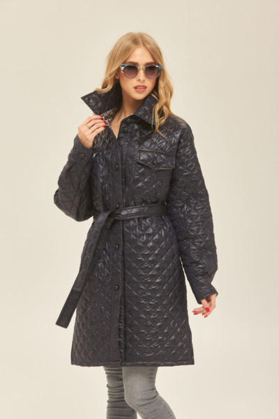 Демисезонный плащ Mila Nova ПВ-181 СИНИЙ + СЕРЫЙ ЛЕОПАРД