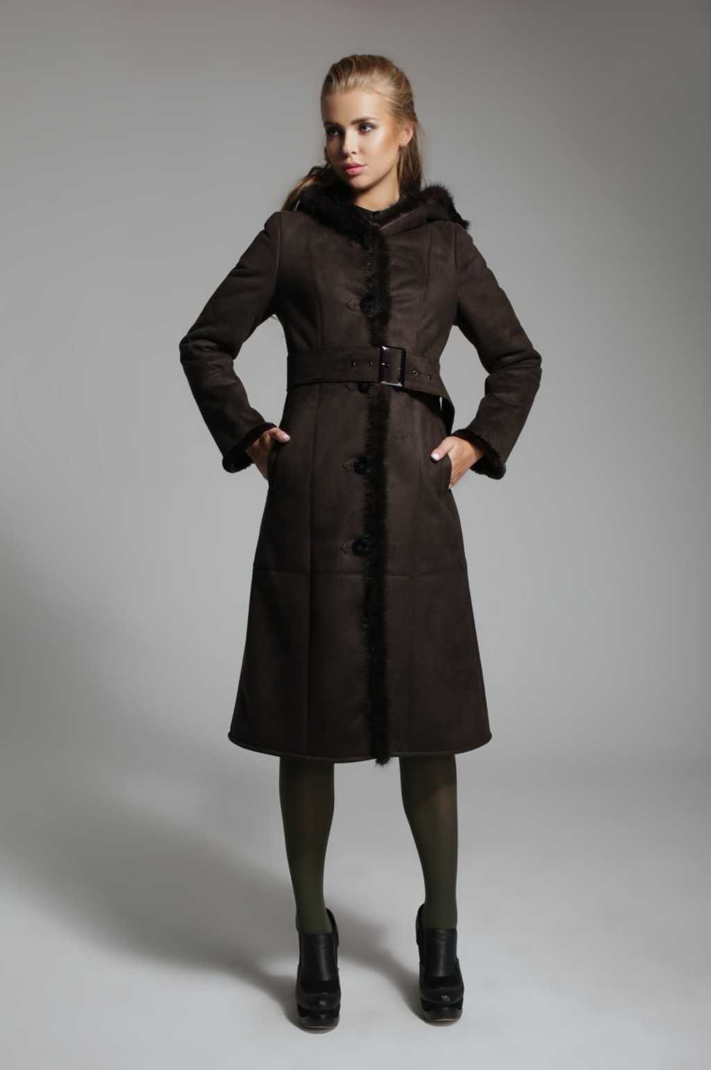 Зимняя дубленка Mila Nova Б-13н шоколад — изображение 3