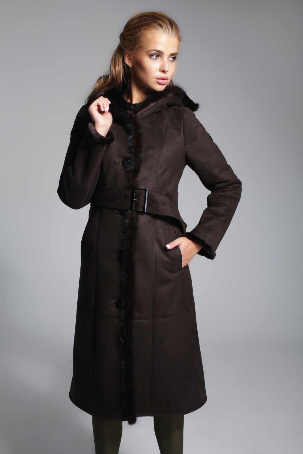 Зимняя дубленка Mila Nova Б-13н шоколад — изображение 1