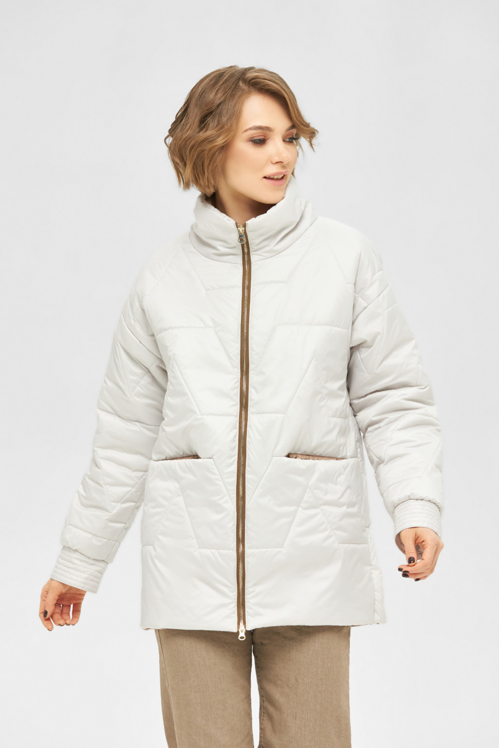 Демисезонная куртка Mila Nova К-190 молоко+капучино — изображение 1