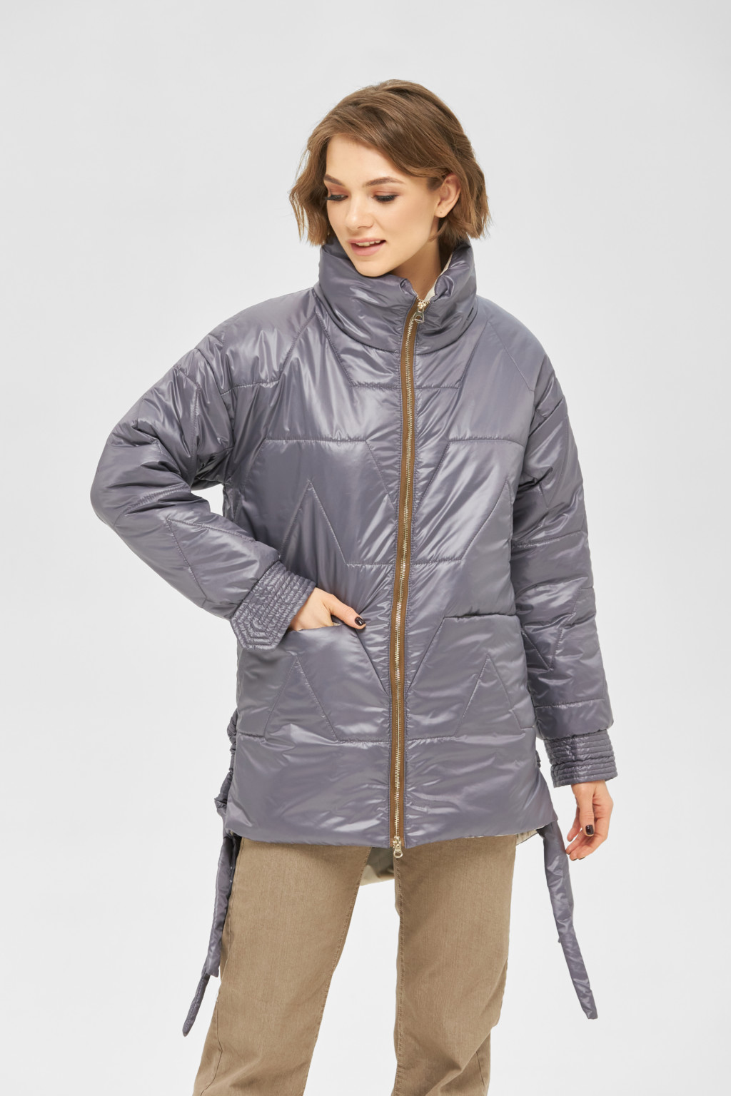 3101_28455 Демисезонная куртка Mila Nova К-190 сирень+молоко — изображение 1