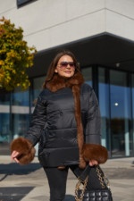 Зимняя куртка Mila Nova К-160 черный+соболь