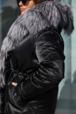Зимова парка Mila Nova П-96єх чорний + чорне хутро - Зображення 7