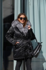 Зимова парка Mila Nova П-96єх чорний + чорне хутро - Зображення 6