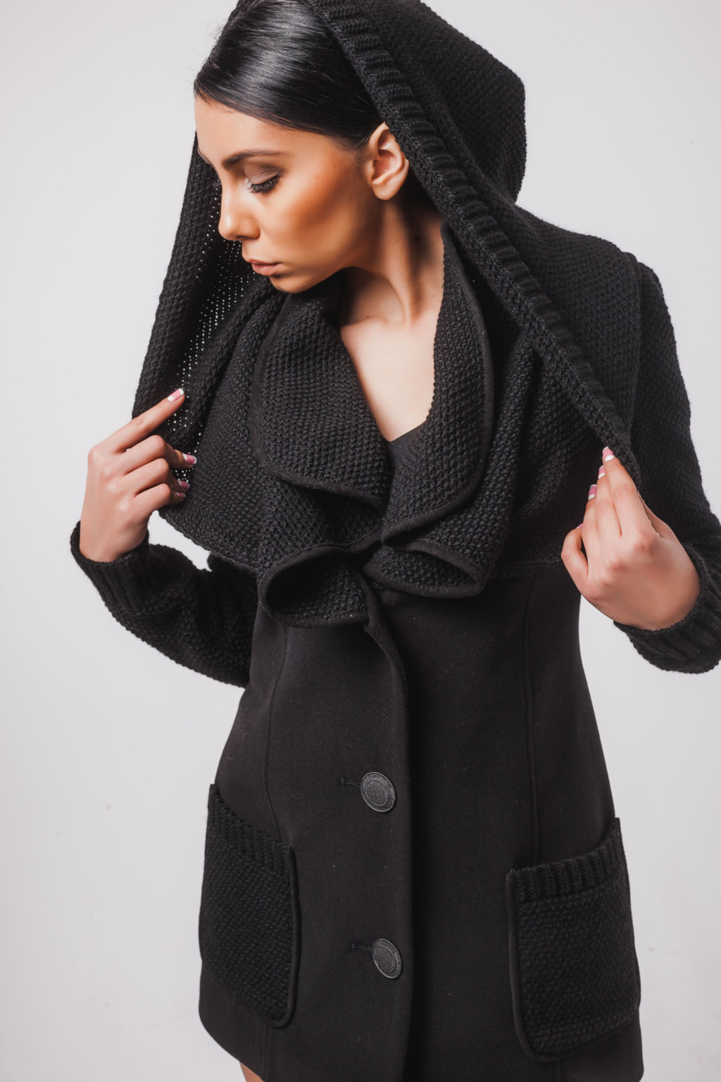 102_57295 Демисезонное пальто Mila Nova А-25 черный — изображение 1