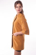 Демисезонное пальто Mila Nova С-33 горчица — изображение 3