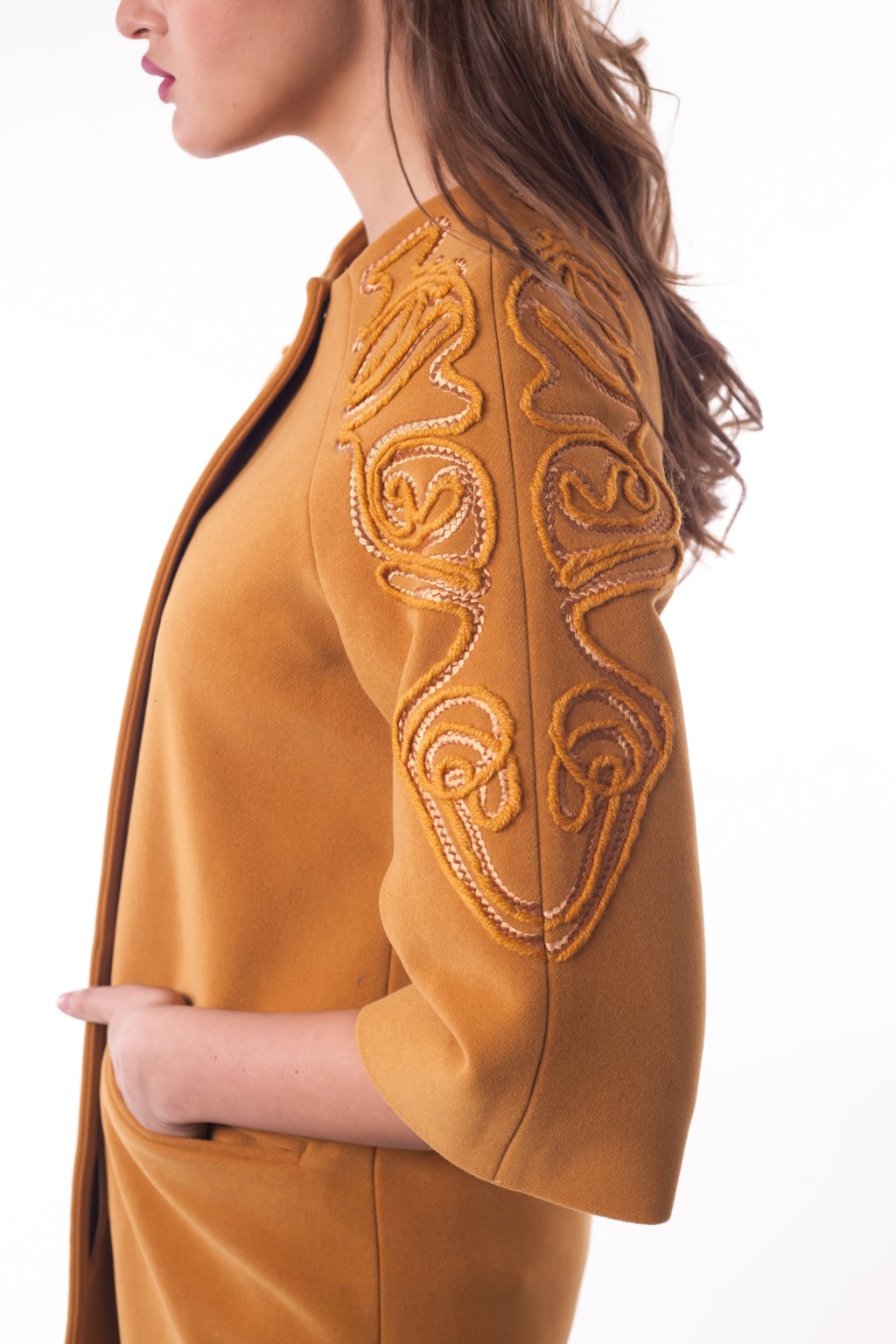 Демисезонное пальто Mila Nova С-33 горчица — изображение 2