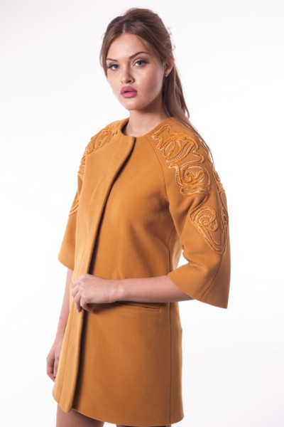 Демисезонное пальто Mila Nova С-33 горчица