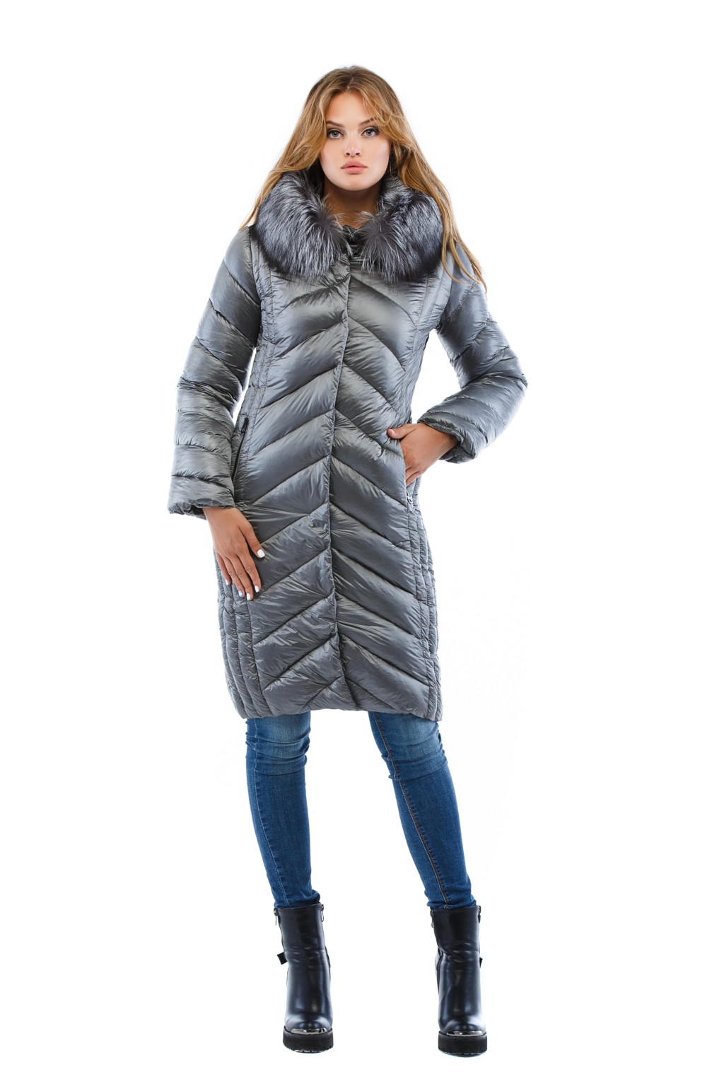 Зимняя куртка Mila Nova К-34 серый — изображение 2