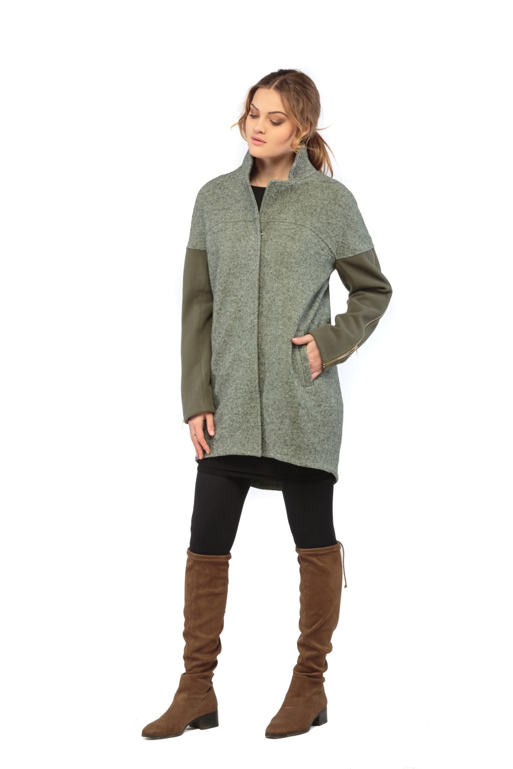 Демисезонное пальто Mila Nova ПВ-26 зеленый — изображение 2