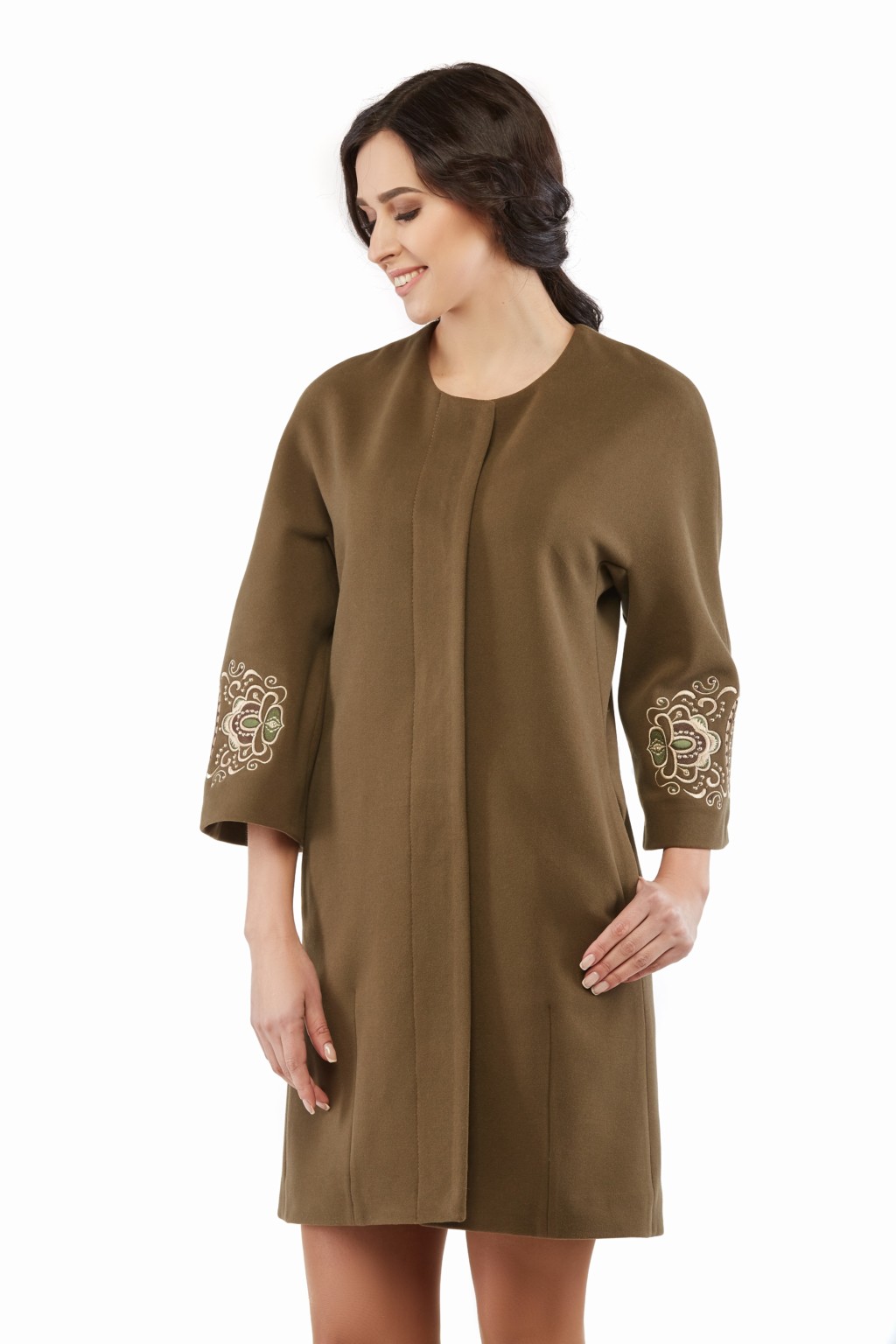 Демисезонное пальто Mila Nova А-12 хаки — изображение 2