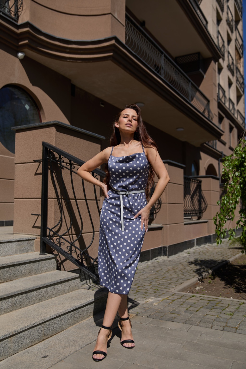 Летнее платье Mila Nova Ф-119 синий горох — изображение 1