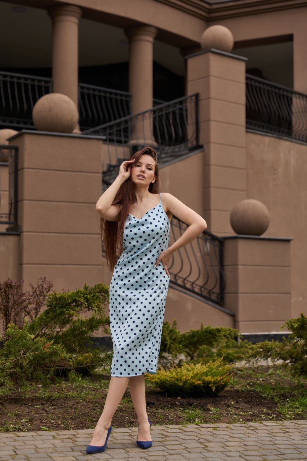 Летнее платье Mila Nova Ф-119 голубой горох — изображение 4