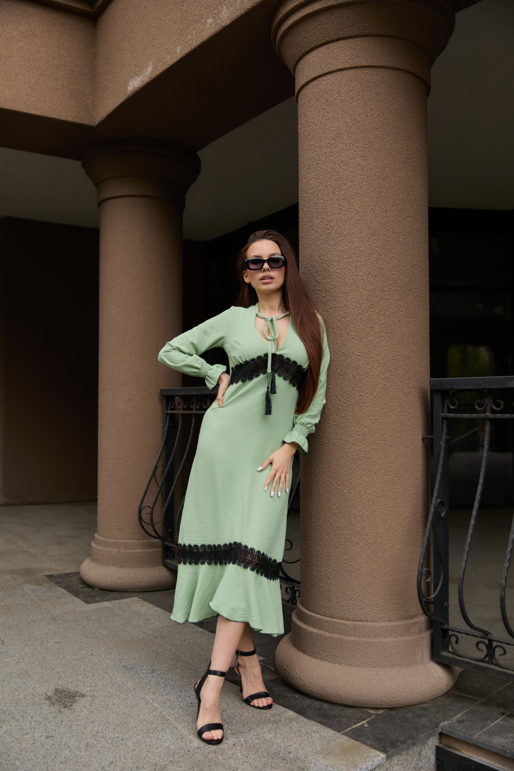 F-123green-1 Летнее платье Mila Nova Ф-123 зеленое — изображение 1