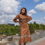 Летнее платье Mila Nova Ф-123 коричневый принт