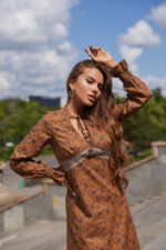 Летнее платье Mila Nova Ф-123 коричневый принт — изображение 2