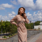 Летнее платье Mila Nova Ф-123 бежевый принт