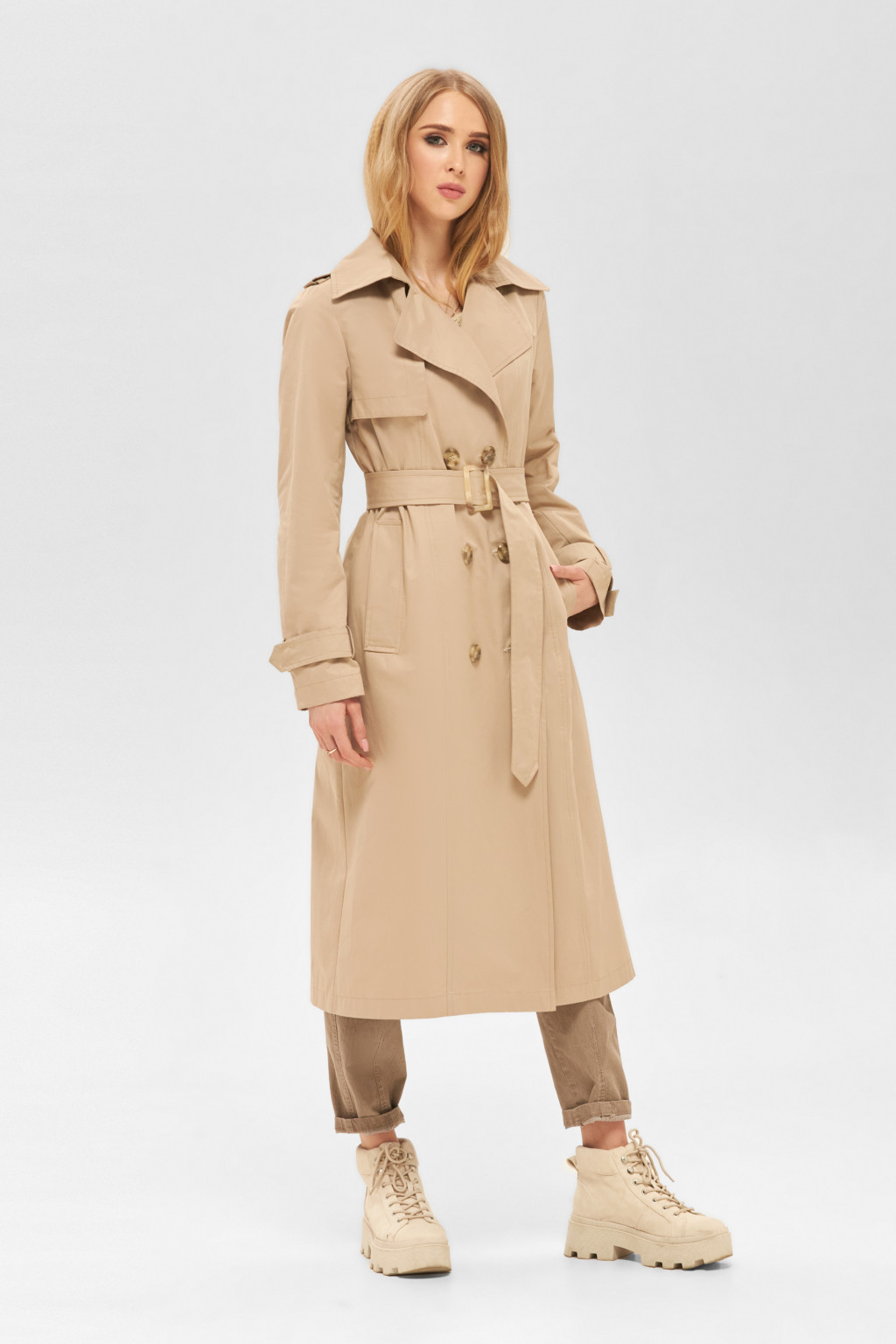 Демисезонный тренч Mila Nova Q-88 ех бежевый — изображение 1