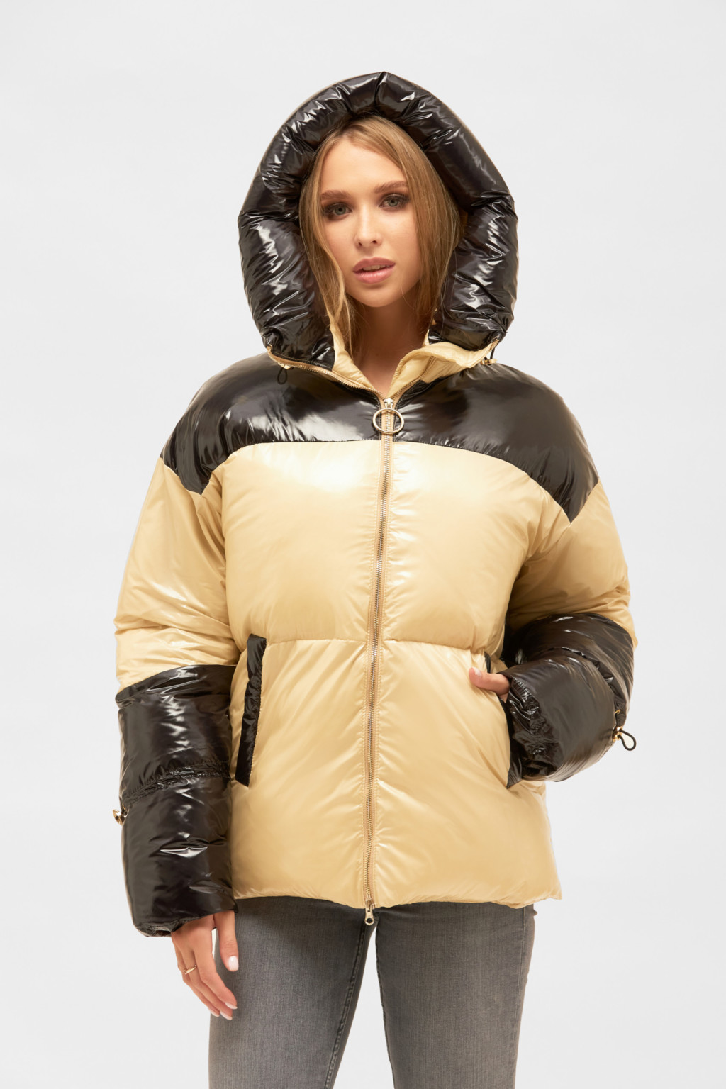 MN_08.21__37533 Куртка К-197 чорний+бежевий - Зображення 1