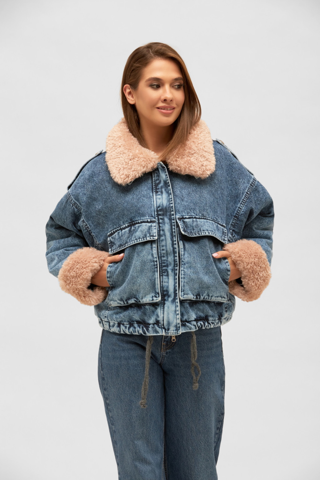 Зимняя джинсовая куртка Mila Nova К-224 синий — изображение 3