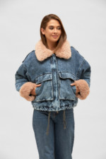 Зимняя джинсовая куртка Mila Nova К-224 синий — изображение 3