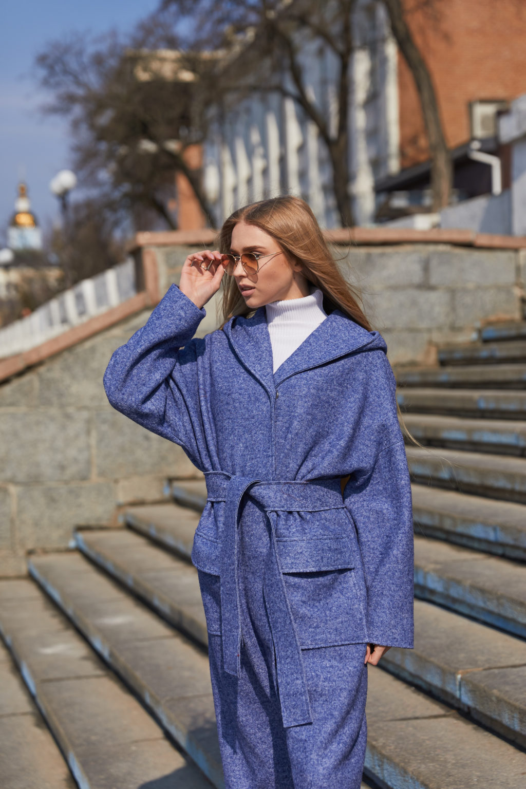 Демисезонное пальто Mila Nova ПВ-239 синий — изображение 2