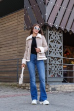 Зимняя дубленка Mila Nova Д-163 бежевый — изображение 2