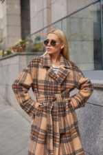 Пальто ПВ-269 бежевая клетка — изображение 2