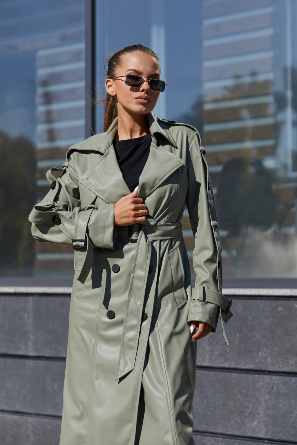 Демисезонный тренч Mila Nova ПВ-180 оливка — изображение 3