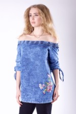 Летняя джинсовая туника Ф-11 синий — изображение 3