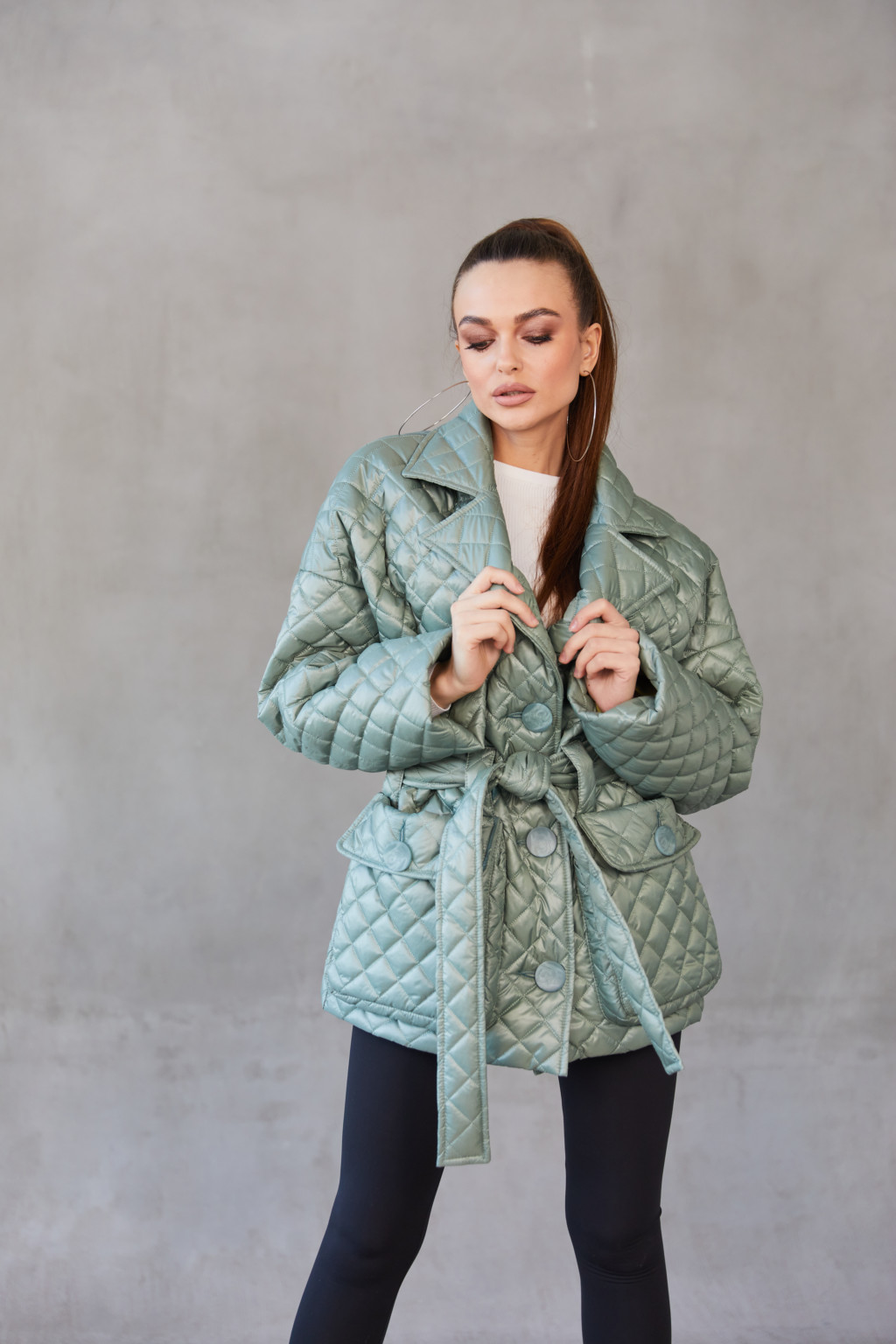 Демисезонная куртка Mila Nova К-168 оливка — изображение 2