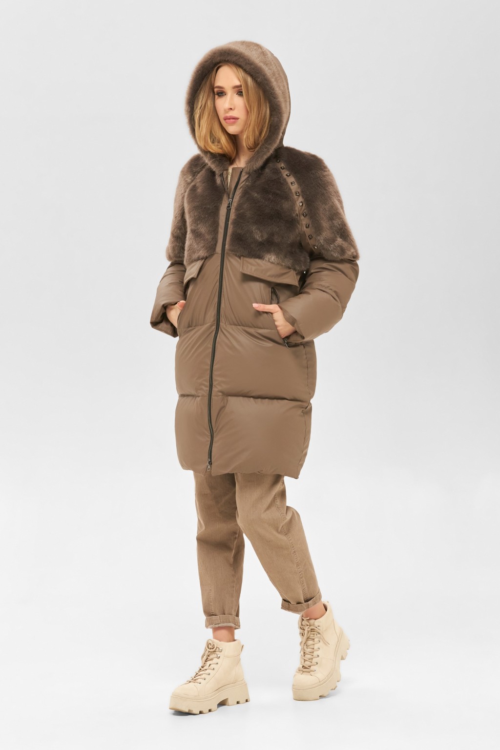 Зимняя куртка Mila Nova К-171 капучино — изображение 2