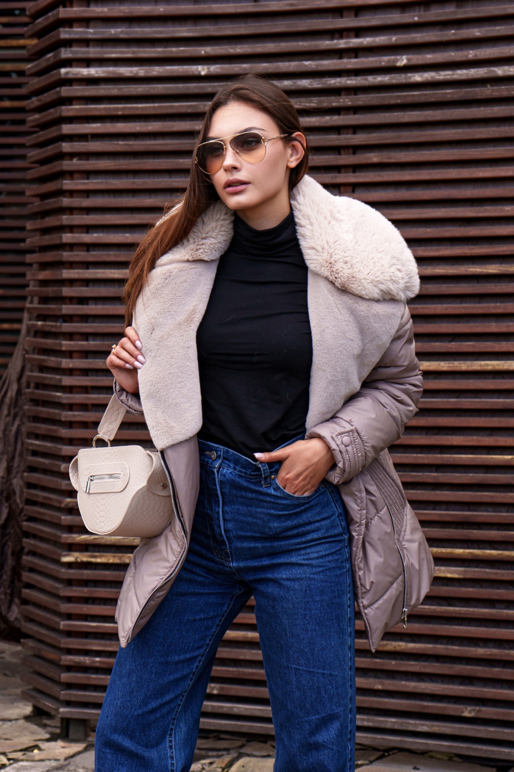 Зимняя куртка Mila Nova К-258 капучино — изображение 4