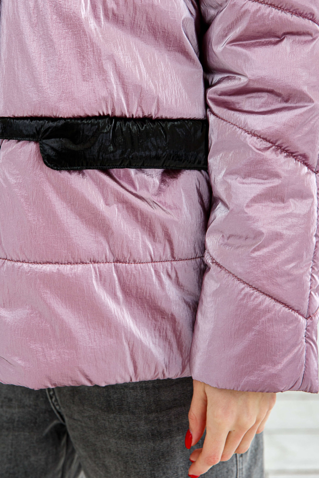 Демисезонная куртка Mila Nova К-151 розовый+черный — изображение 6