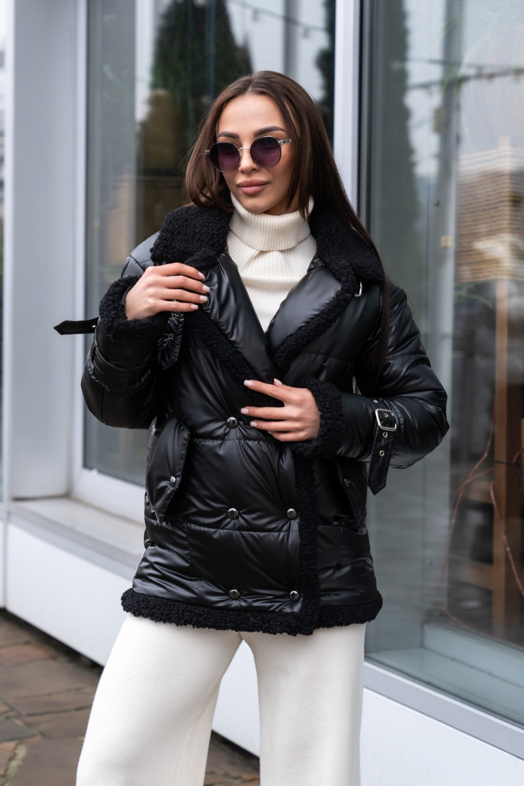 Демисезонная Куртка Mila Nova К-254а черный+черный — изображение 4